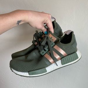 Olive green adidas tennis shoes
